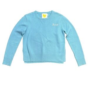 KERRI ROSENTHAL 100% Cashmere "Loved" Patchwork Sweater Blue Small $350